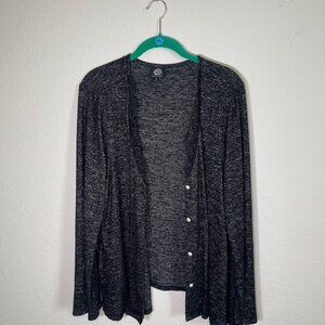 Bobeau Women's Lace Trim Marled Cardigan